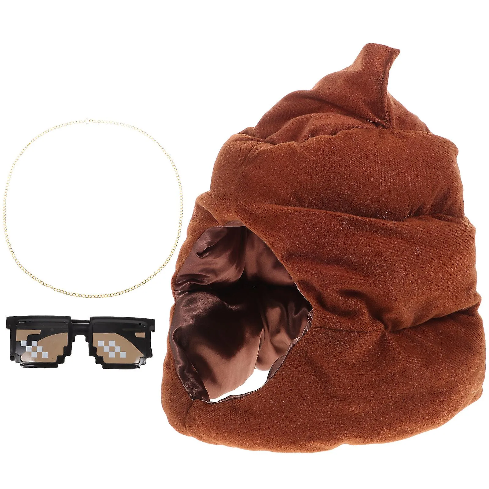 1 Set Poop Hat Festival Poop Headgear Hat Cosplay Party Hat Sunglasses Necklace Props