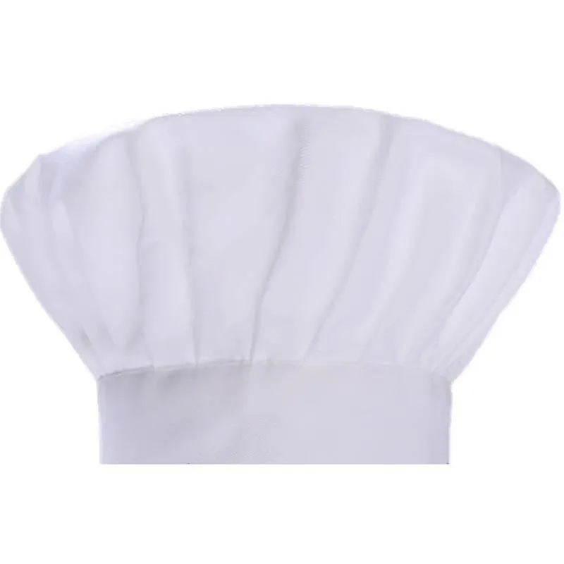 2pcs Chef Mushroom Cloth Hat Elastic Band Adjustable Size For Adults/kids (white)