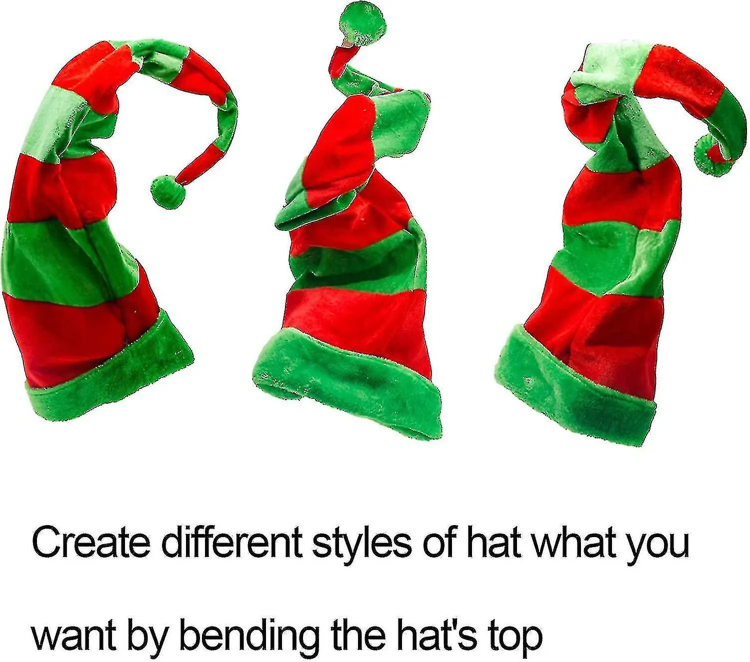 2pcs Christmas Elf Hat - Long Striped Felt Hat For Kids Adults Holiday Theme, Christmas Party Favors