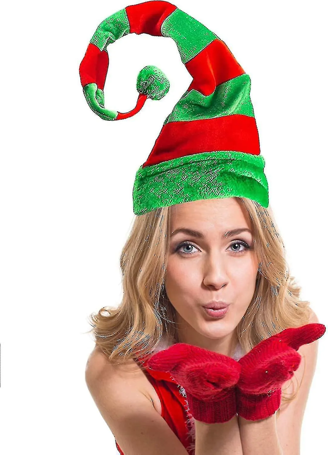 2pcs Christmas Elf Hat - Long Striped Felt Hat For Kids Adults Holiday Theme, Christmas Party Favors