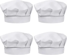 4 Pcs Child Chef Hats 3-13 Years Old, Adjustable Cooking Hat Boy Girl, Breathable Polycotton Chef Toque, Toddler Kitchen Chef Ca