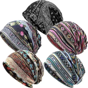 5 Piezas Slouchy Beanie Hat Baggy Skull Sleep Cap Turban Headwear