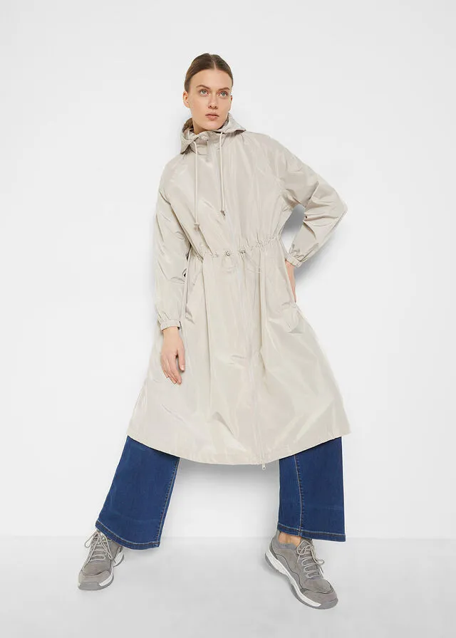 Abrigo funcional oversize, muy ancho, impermeable gris piedra