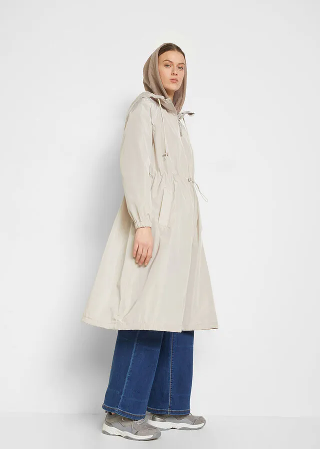 Abrigo funcional oversize, muy ancho, impermeable gris piedra