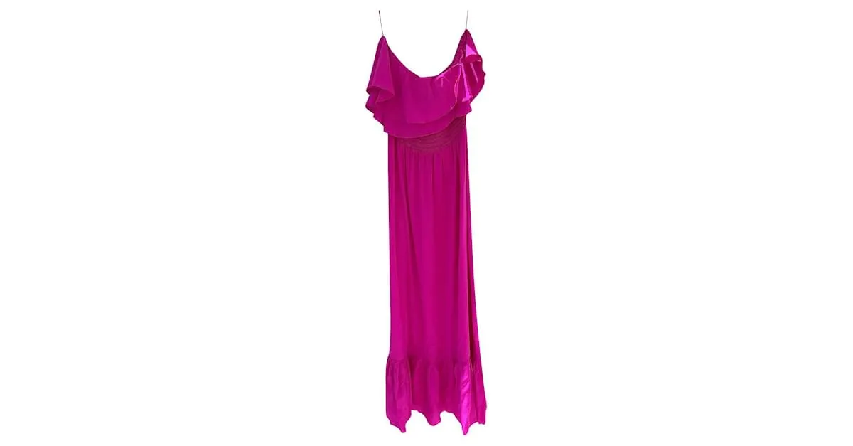 Autre Marque Vestido palabra de honor fucsia 