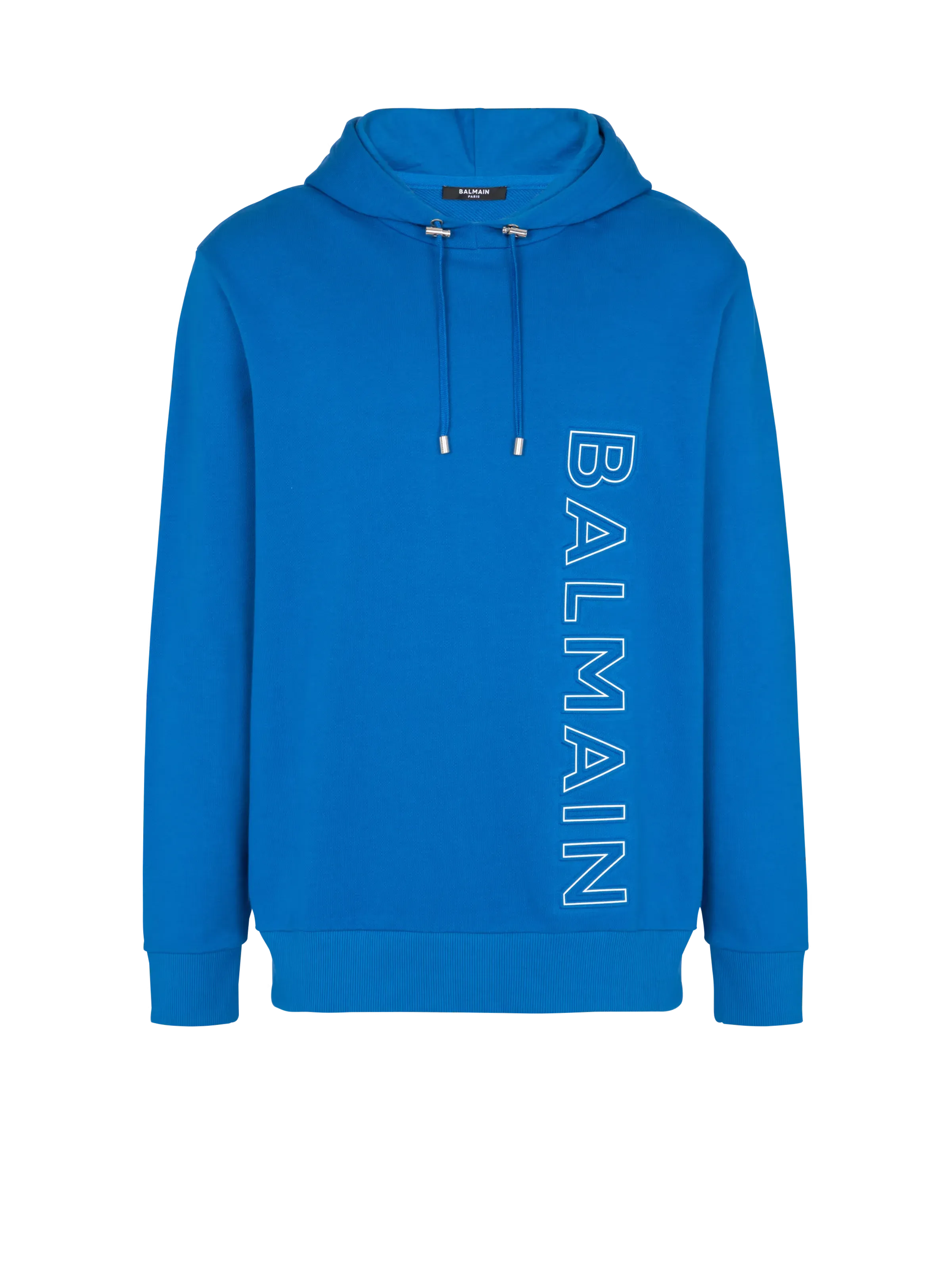 Balmain Embossed Balmain Hooded Sweatshirt Medium Blue/ White