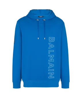 Balmain Embossed Balmain Hooded Sweatshirt Medium Blue/ White