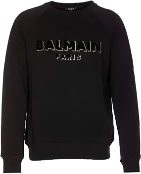 Balmain Flock & Foil Sweatshirt Black