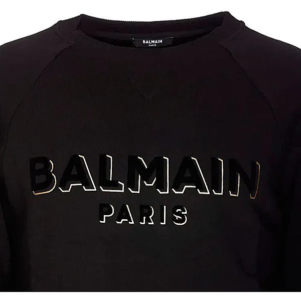 Balmain Flock & Foil Sweatshirt Black