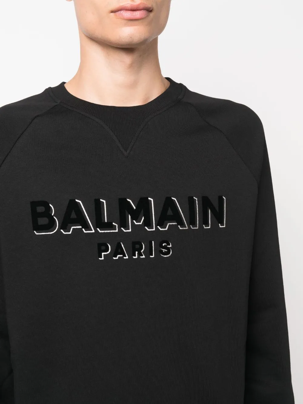 Balmain Flock & Foil Sweatshirt Black