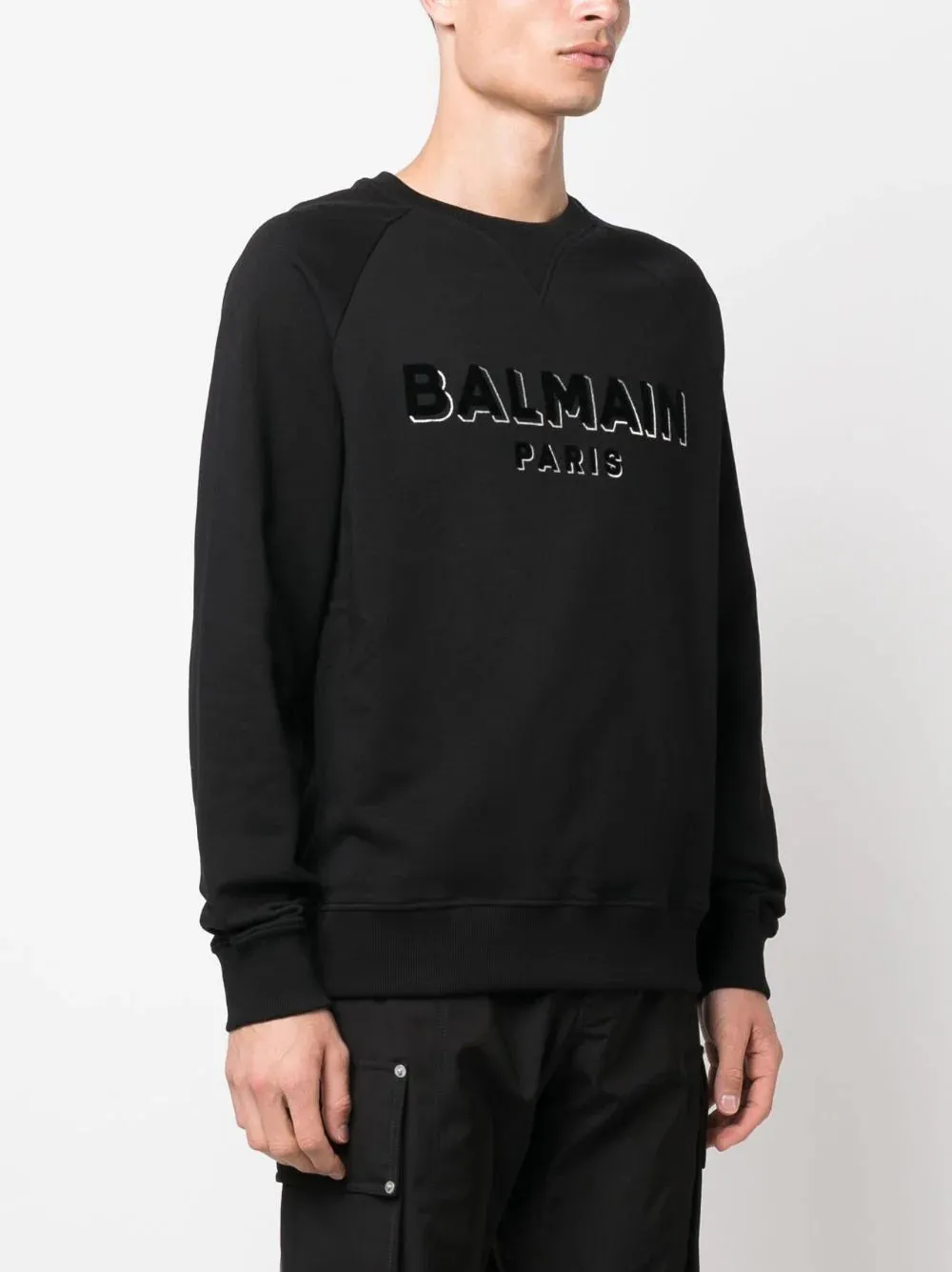 Balmain Flock & Foil Sweatshirt Black