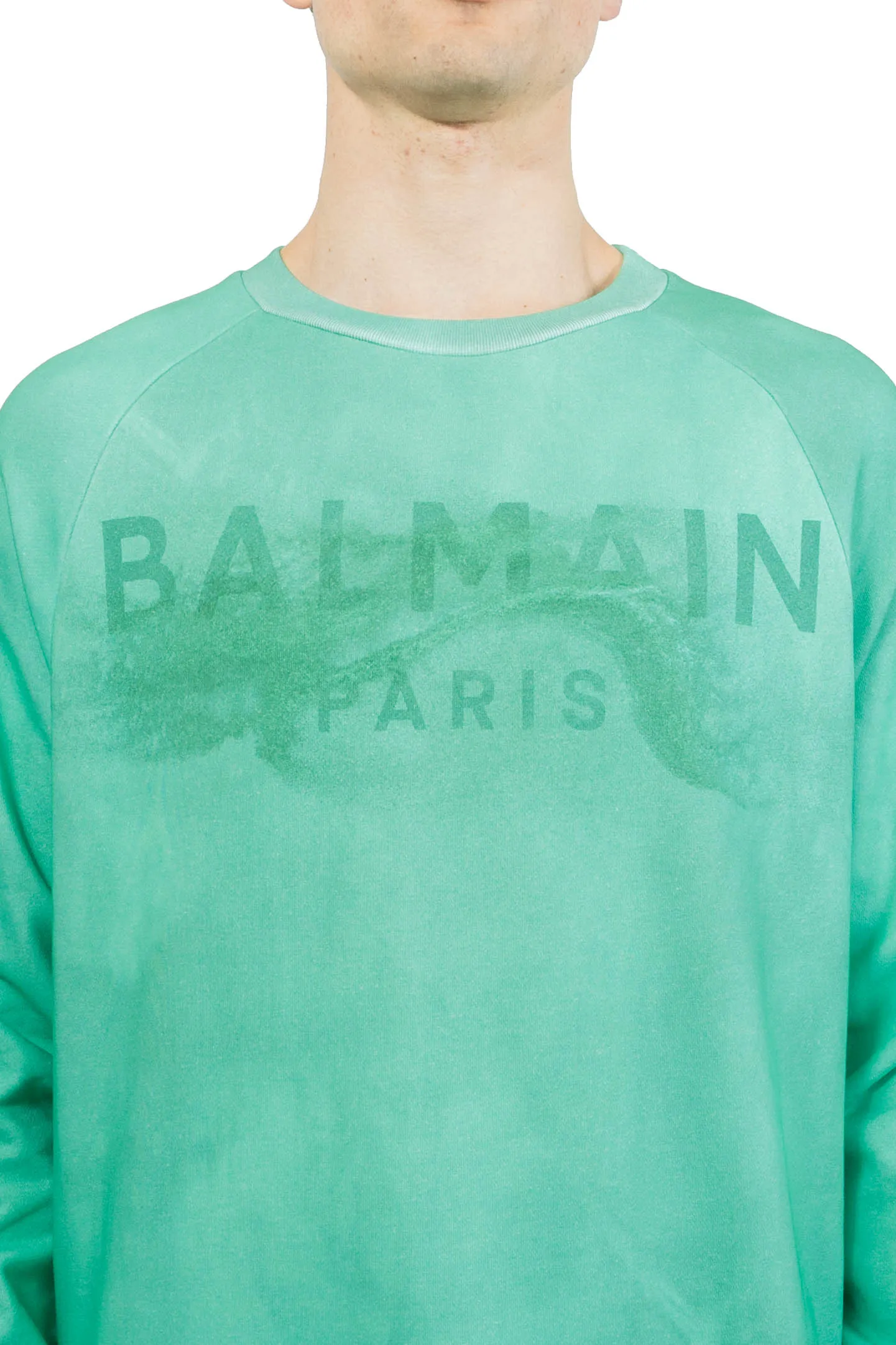 Balmain Logo Printed Crewneck Sweatshirt Green/Emerald Green