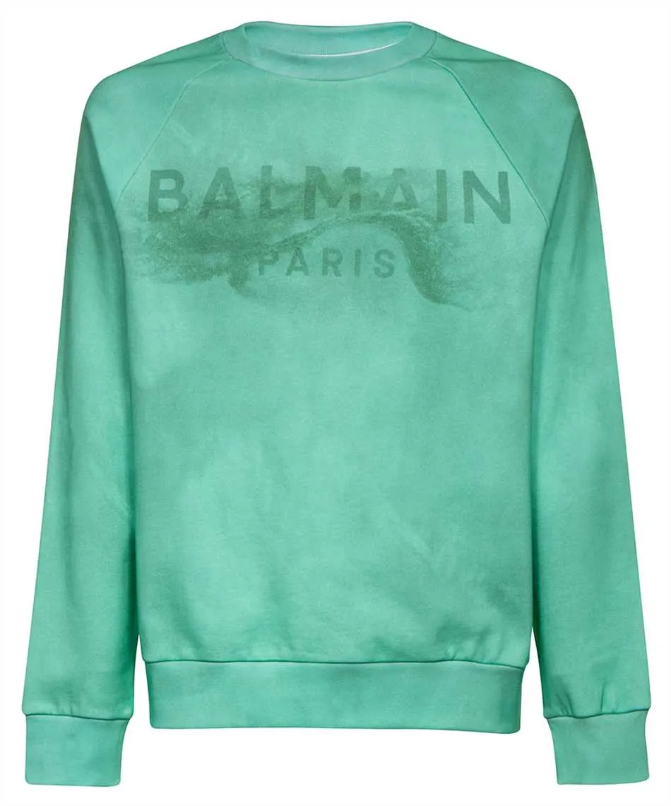 Balmain Logo Printed Crewneck Sweatshirt Green/Emerald Green