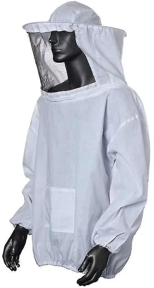 Beekeeper Jacket With Hat Professional Protection Hat Bee Suit With Zipper For Beekeepers Bee Keepers (white)