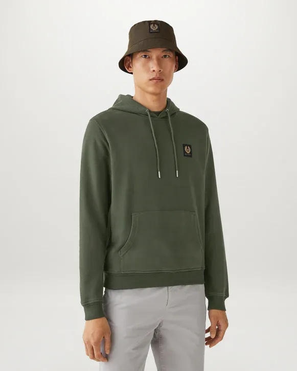 BELSTAFF PATCH POPOVER HOODY TILE GREEN