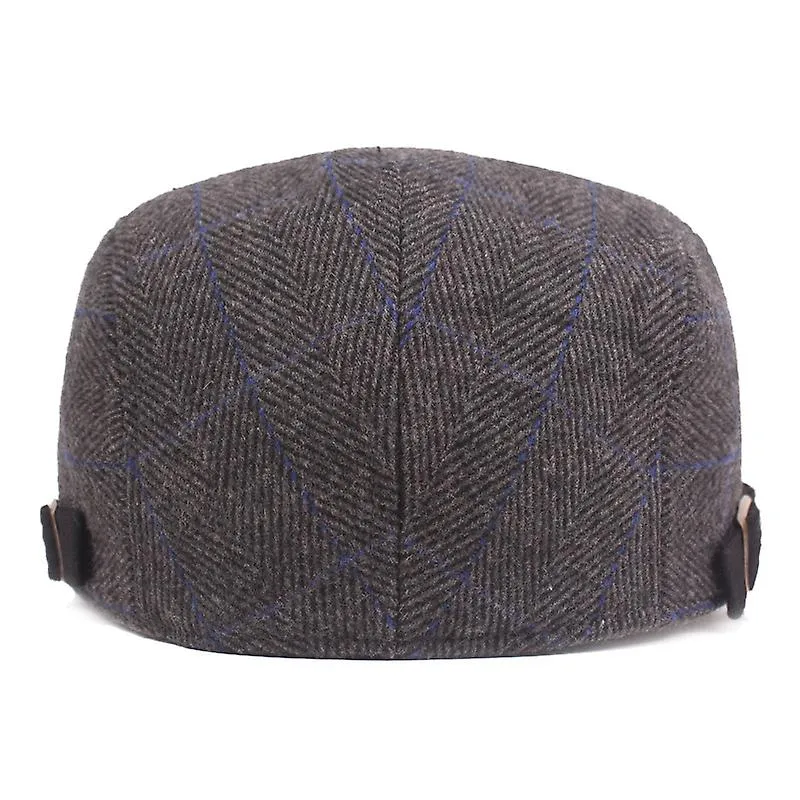 Beret Autumn Winter Herringbone Flat Cap Woolen Hat Men Women