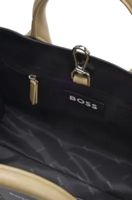 Bolso tote en piel sintética de dos tonos con detalles de la marca