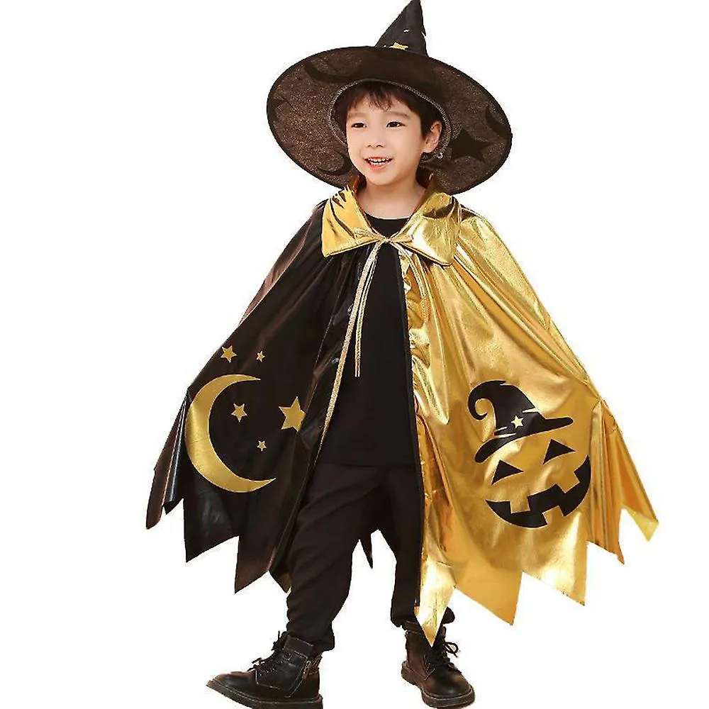 Carnival Cloak Boys And Girls Wizard Cape Five Star Cloak Hat Set Cosplay Cool Lindo Disfraz Perform