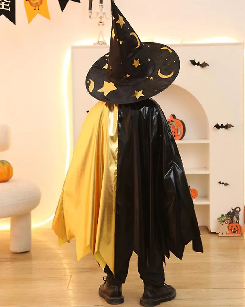 Carnival Cloak Boys And Girls Wizard Cape Five Star Cloak Hat Set Cosplay Cool Lindo Disfraz Perform