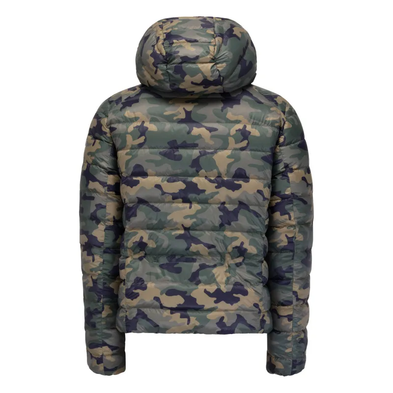 Chaqueta capucha Jott de plumas pato Hombre GRAN FRÍO 946 TANZANIE Justoverthetop REVERSIBLE camuflaje y azul marino