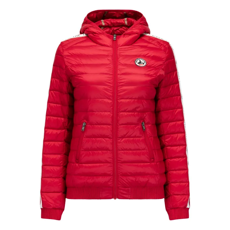 Chaqueta capucha Jott de plumas pato Mujer Red 300 CATHY BASIC franja logos mangas Justoverthetop Color rojo