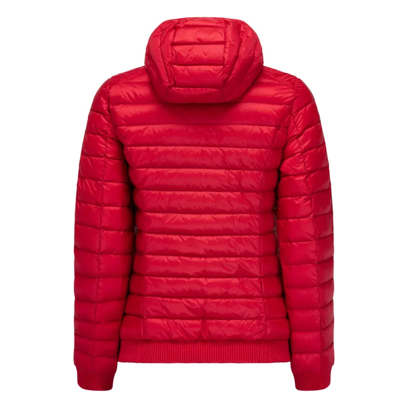 Chaqueta capucha Jott de plumas pato Mujer Red 300 CATHY BASIC franja logos mangas Justoverthetop Color rojo