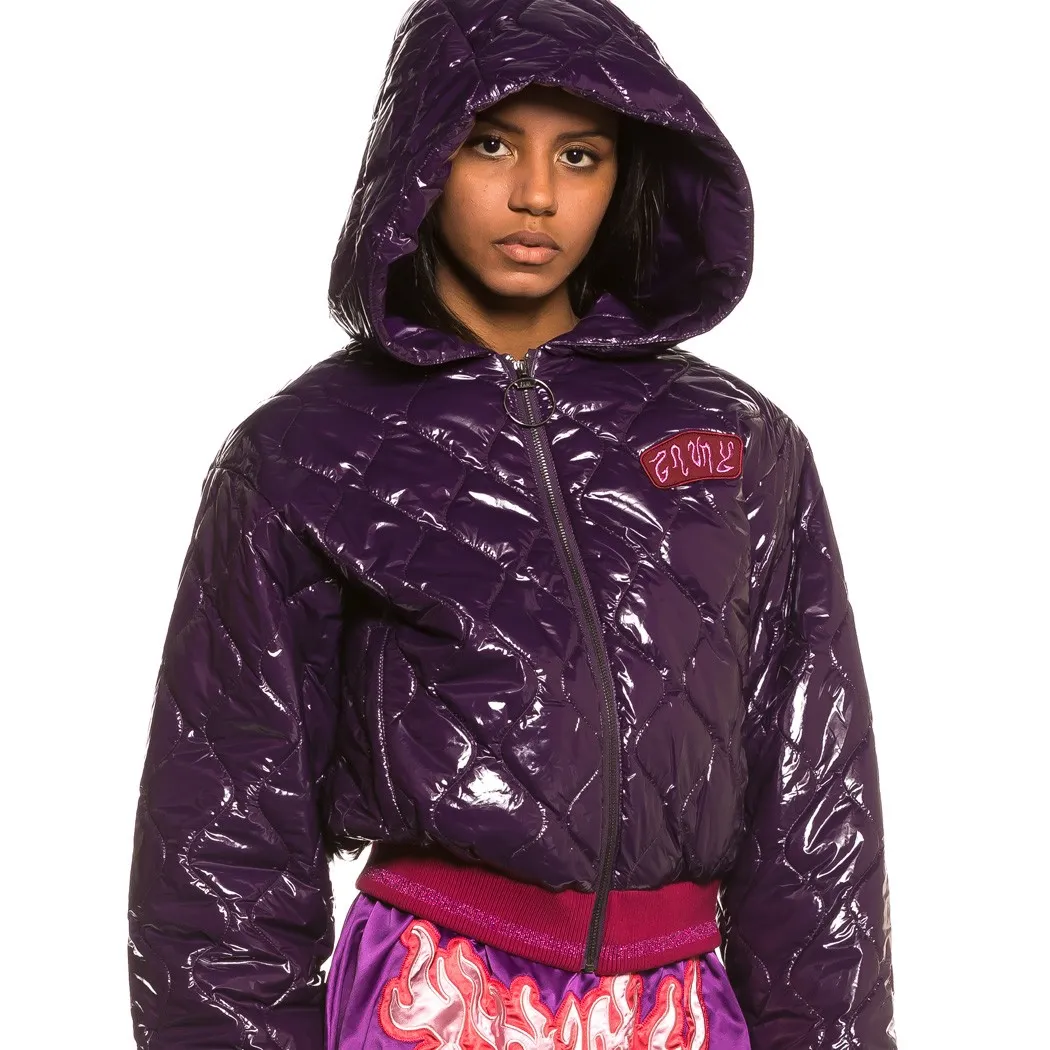 Chaqueta con capucha acolchada Bomber Chica Yoga Fire Bomber Jacket  Purple Ref. GGHJ110-FW19-PRP- Morada