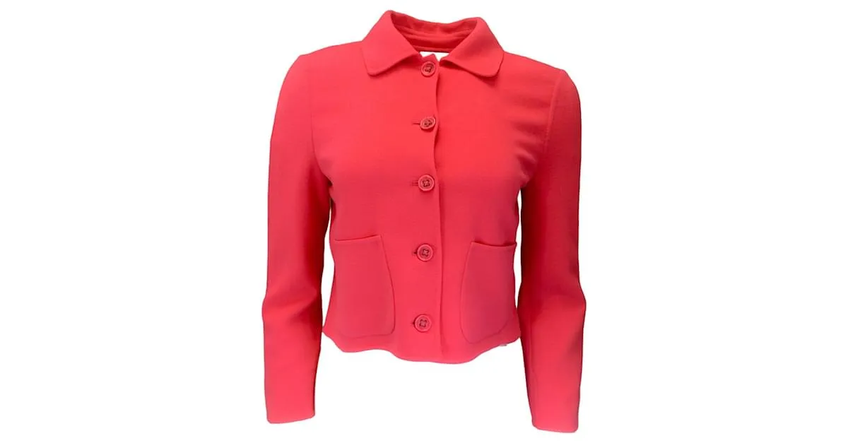 Chaqueta de lana recortada con botones en la parte delantera Agnona Raspberry Rosa 