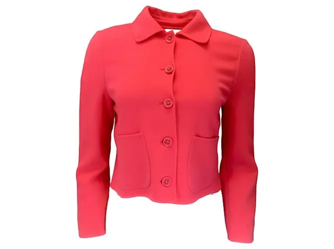 Chaqueta de lana recortada con botones en la parte delantera Agnona Raspberry Rosa 