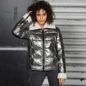 Chaqueta Jott Gran Frío de plumas pato Mujer 3925/590 MIA GRAND FROID METALLIQUE ANTHRACITE METAL Justoverthetop Gris plata viej