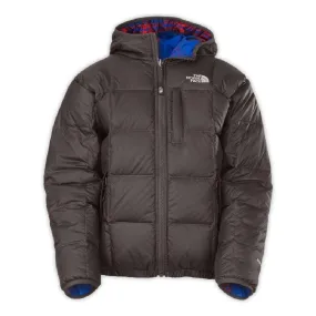 Chaqueta reversible THE NORTH FACE niño con capucha MOONDOGGY Graphite grey ref. T0A7ANJK3 gris por un lado y cuadros rojos y az