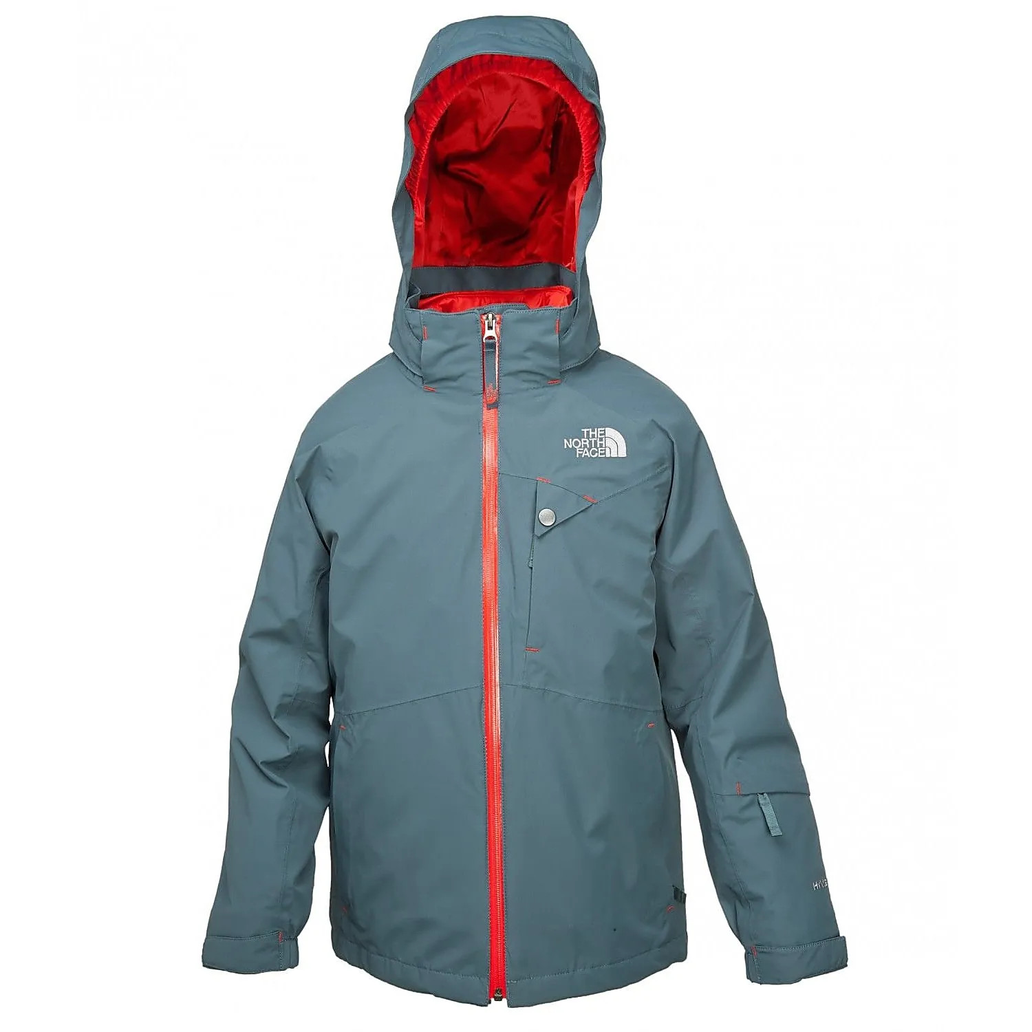 Chaqueta snow THE NORTH FACE niño con capucha OZONE JACKET CONQUER BLUE SNOW ref. T0CF59Z42 gris con detalles naranjas