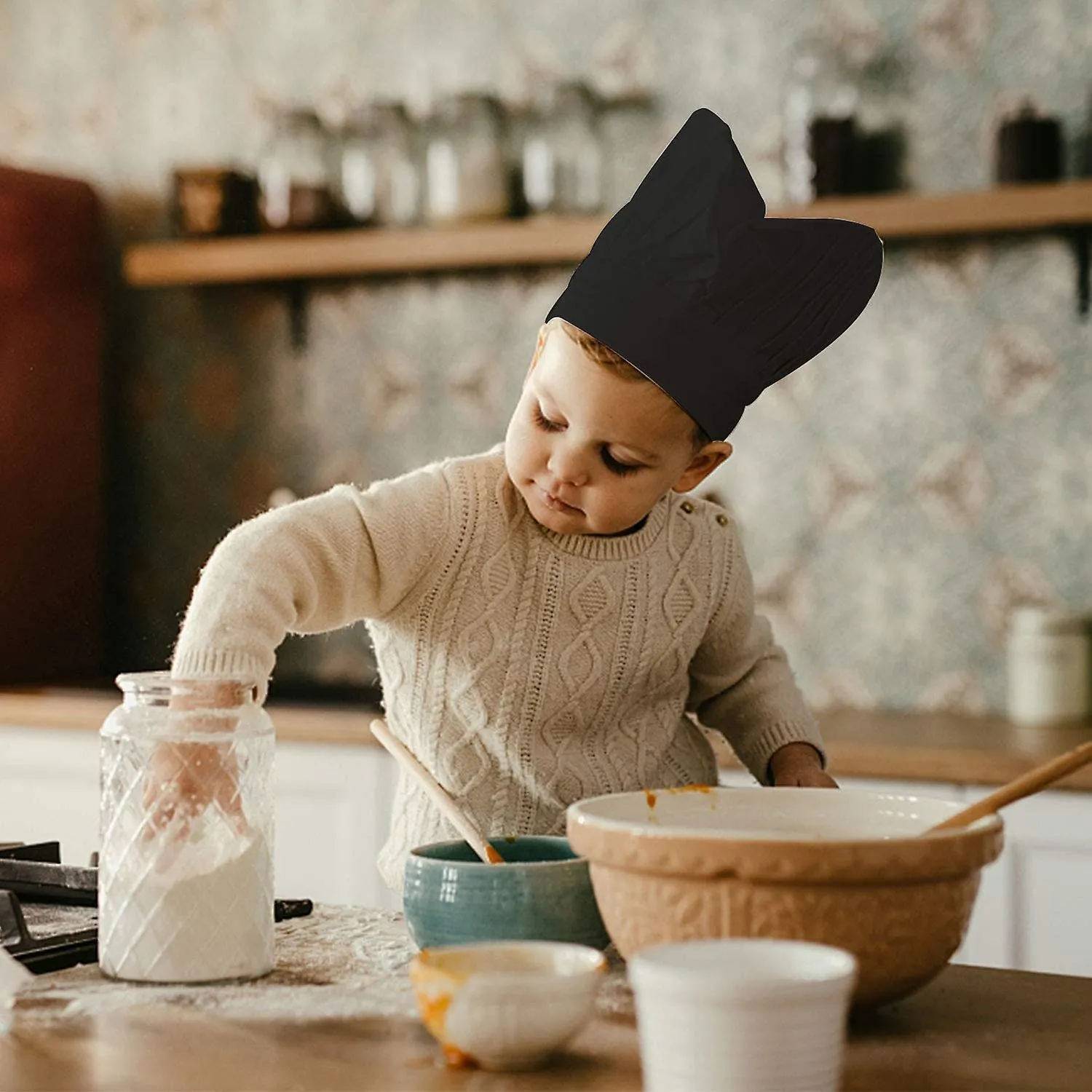 Chef's Hat Adult Elastic Adjustable Baker's Kitchen Cooking Chef Cap, White