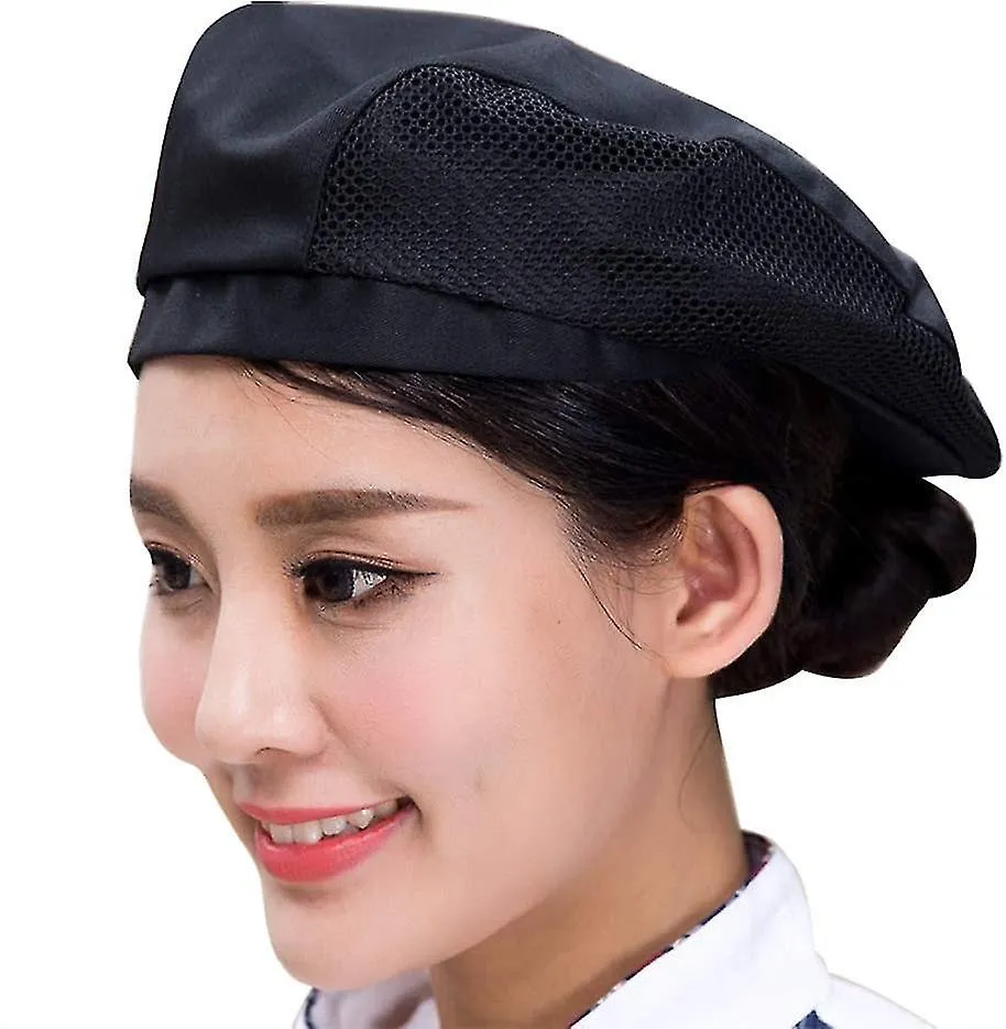 Chefs Hats For Adults Chef Cooking Hat Catering Hats Kitchen Cooking Hat Cotton Chef Hats Elastic Half Mesh Kitchen Hats Caterin