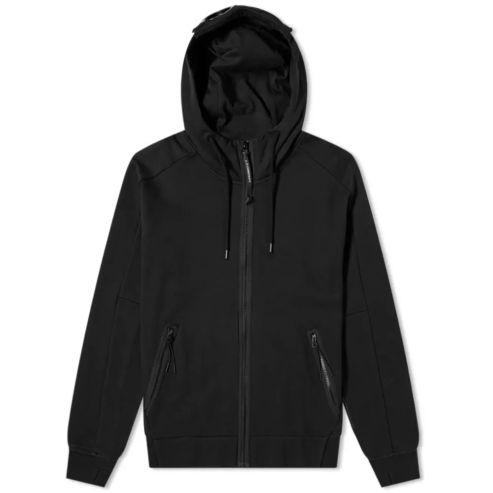 C.P. COMPANY ZIP THROUGH GOGGLE HOODY BLACK