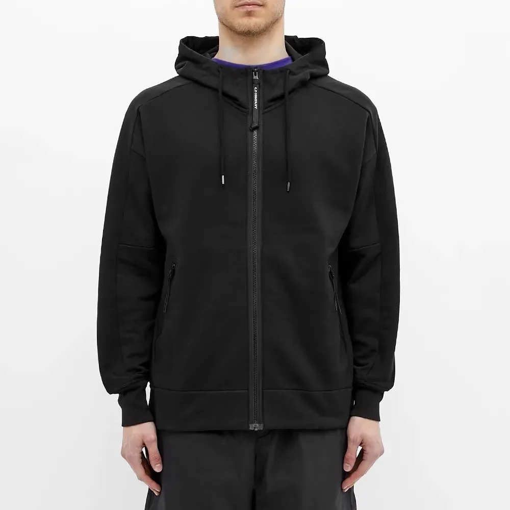 C.P. COMPANY ZIP THROUGH GOGGLE HOODY BLACK