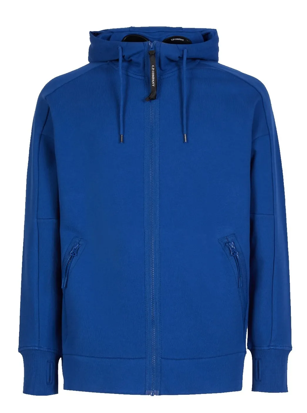 C.P. COMPANY ZIP THROUGH GOGGLE HOODY BLUE QUARTZ