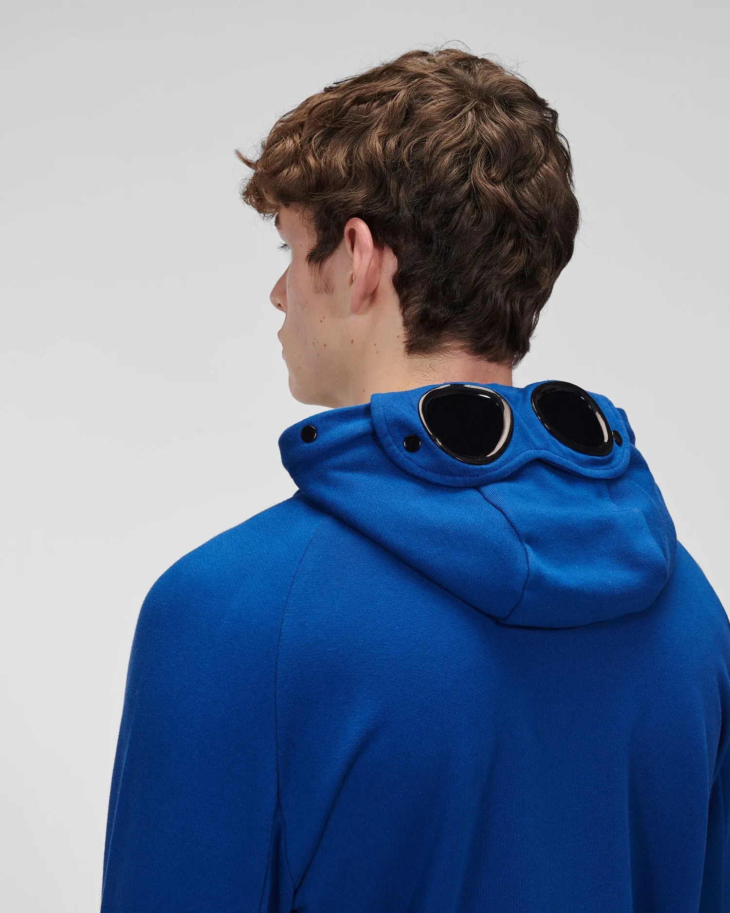 C.P. COMPANY ZIP THROUGH GOGGLE HOODY BLUE QUARTZ