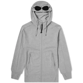 C.P. COMPANY ZIP THROUGH GOGGLE HOODY GREY MELANGE