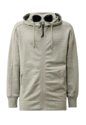 C.P. COMPANY ZIP THROUGH GOGGLE HOODY GREYSTONE MELANGE