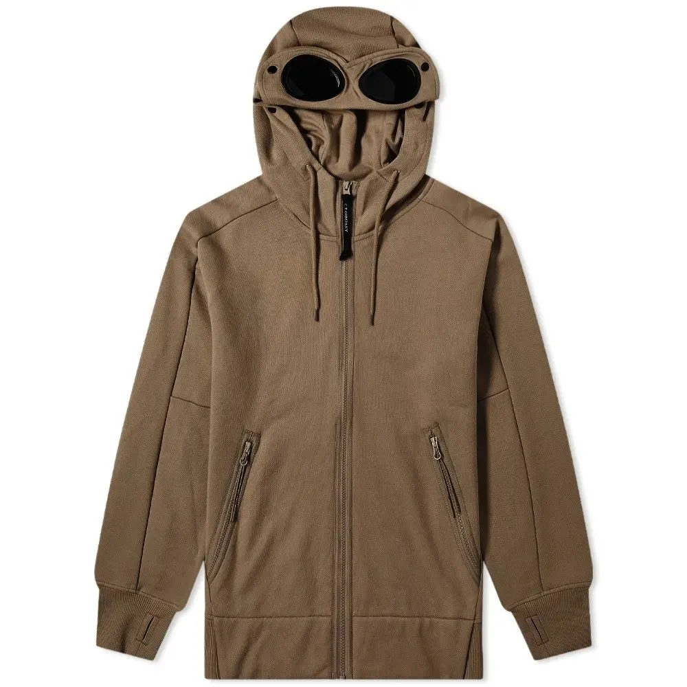 C.P. COMPANY ZIP THROUGH GOGGLE HOODY IVY GREEN