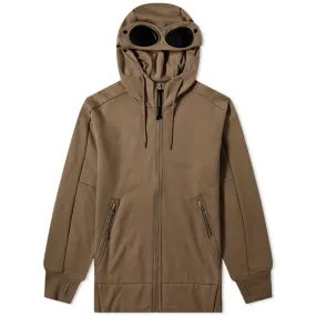 C.P. COMPANY ZIP THROUGH GOGGLE HOODY IVY GREEN