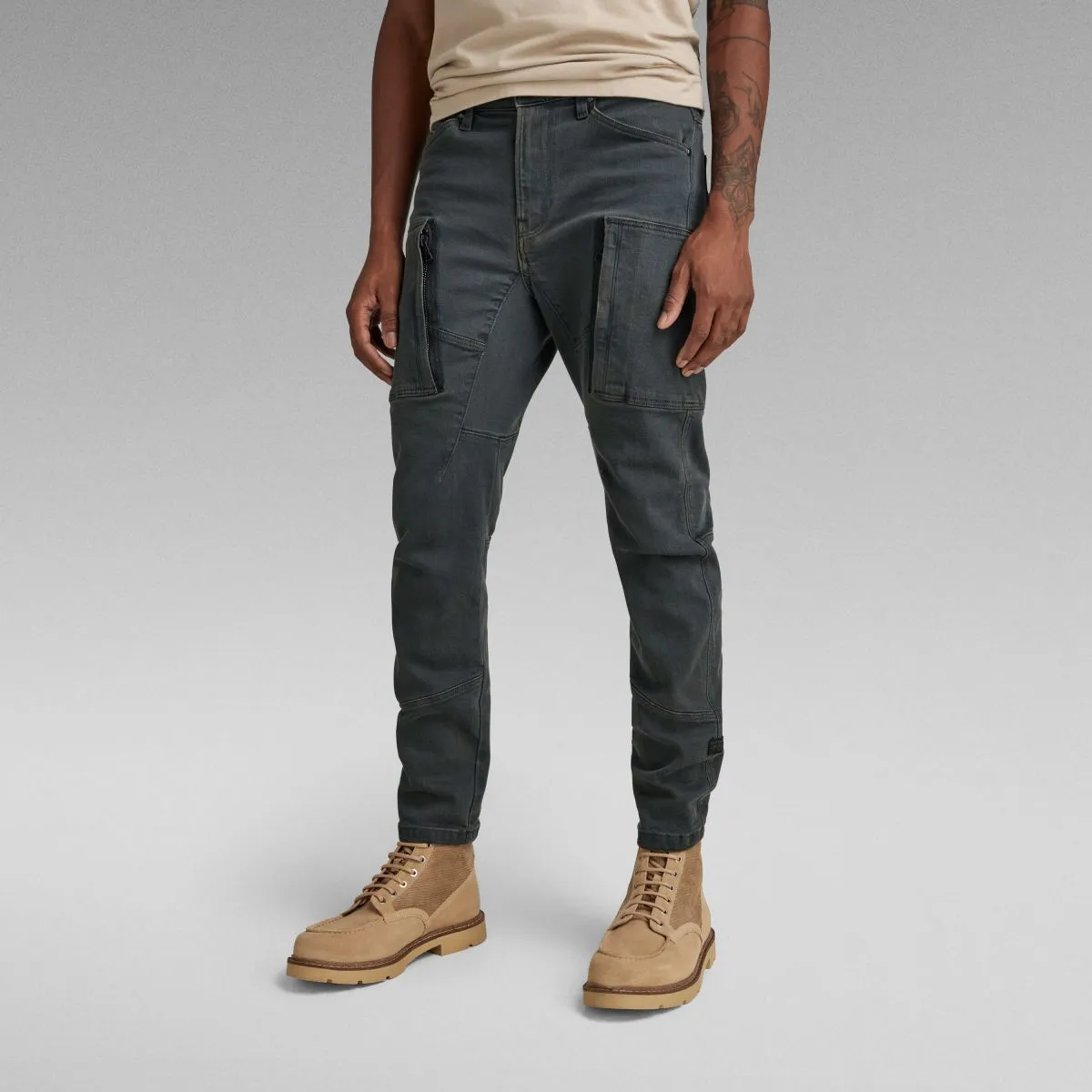 D22075 D185 DENIM CARGO-D353 WORN IN TORNADO