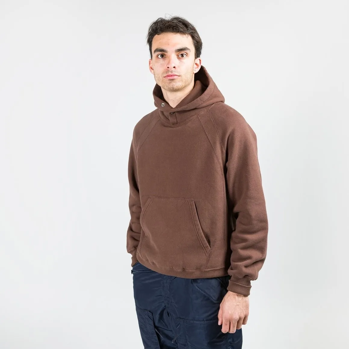 ENGINEERED GARMENTS RAGLAN HOODY BROWN COTTON HEAVY FLEECE 