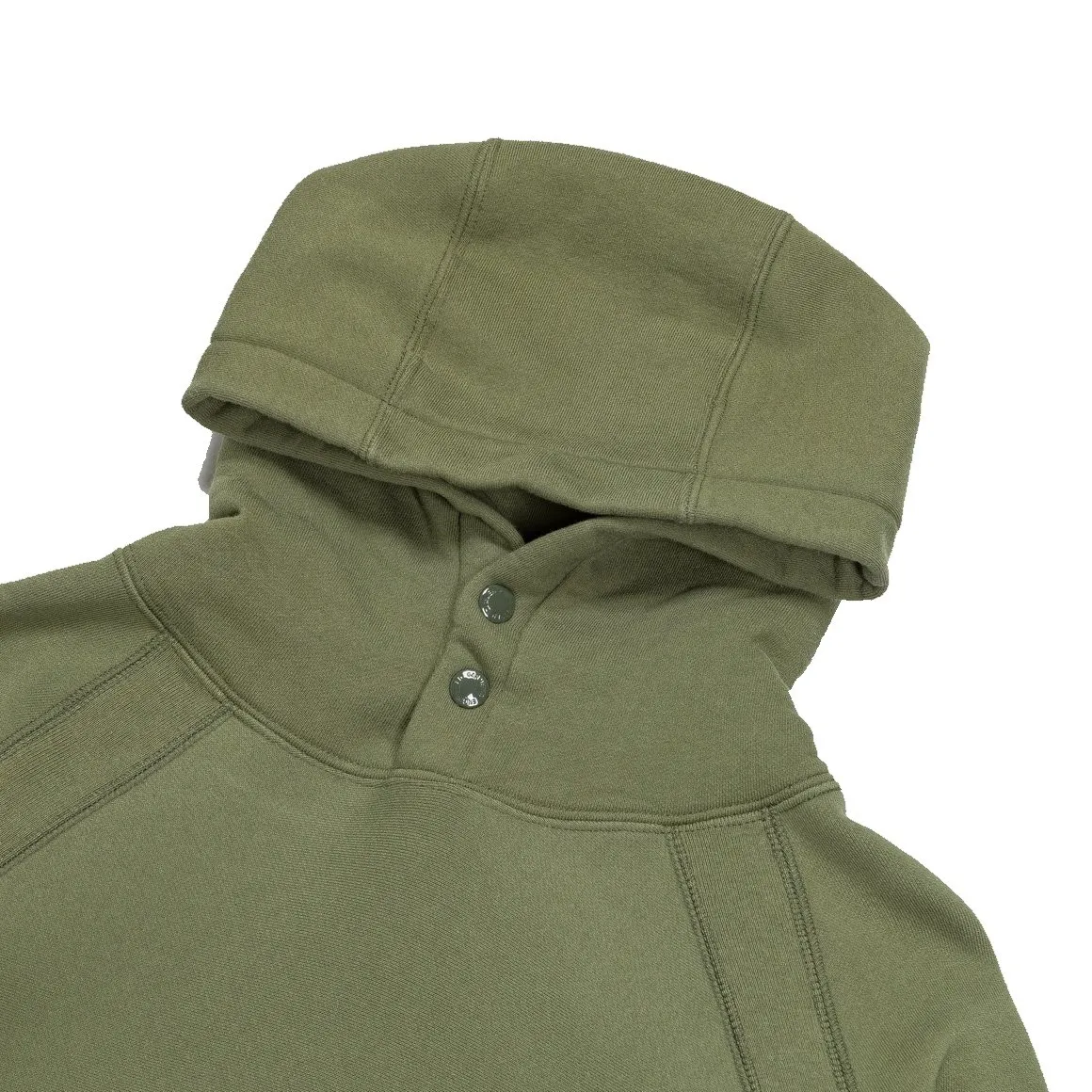 ENGINEERED GARMENTS RAGLAN HOODY OLIVE COTTON HEAVY FLEECE 