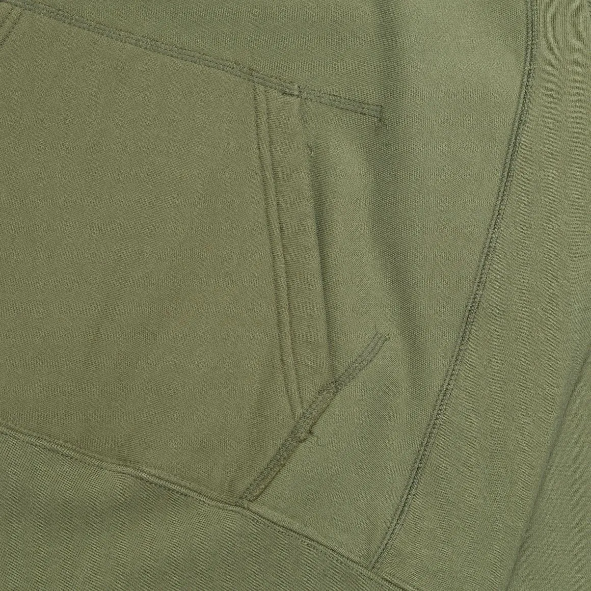 ENGINEERED GARMENTS RAGLAN HOODY OLIVE COTTON HEAVY FLEECE 