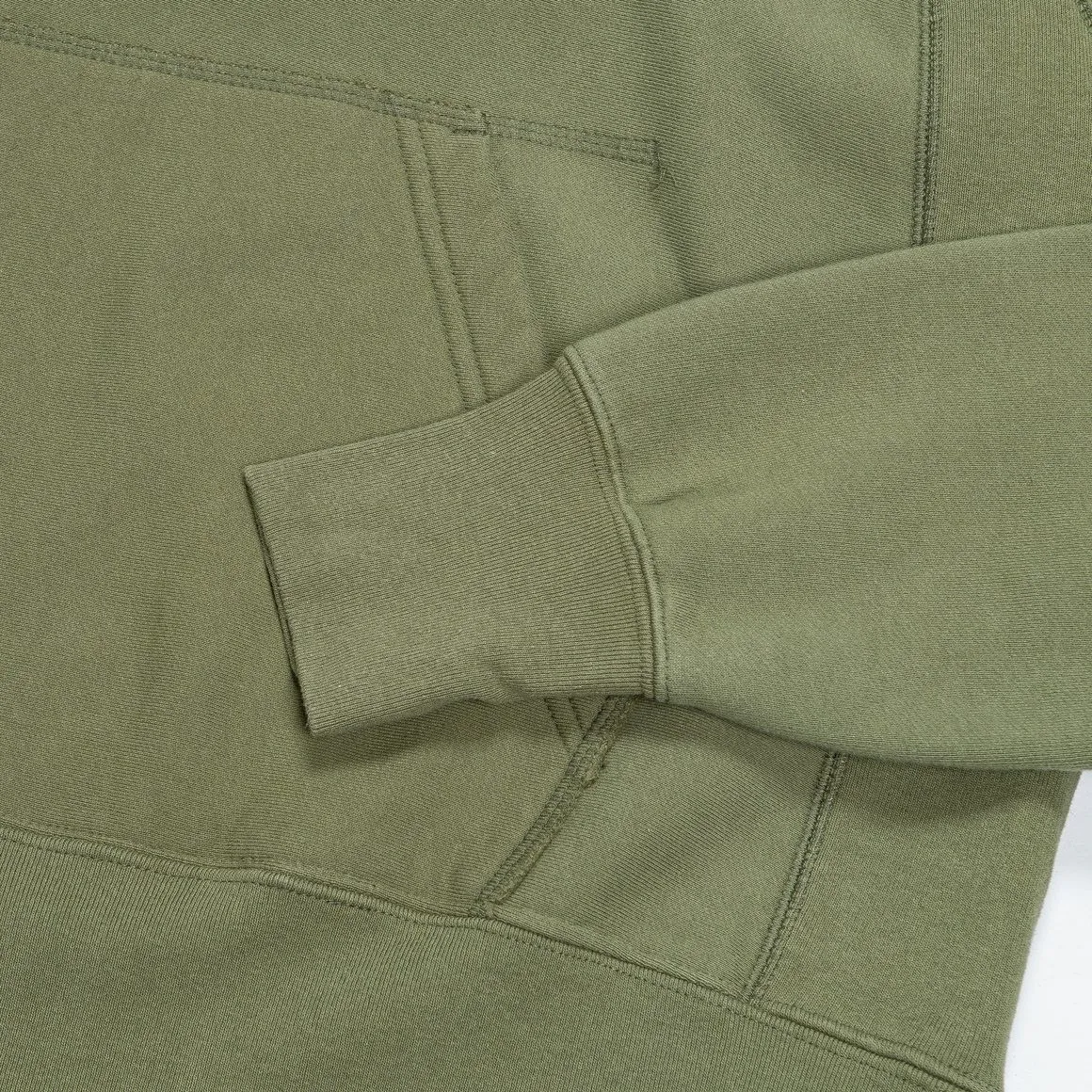 ENGINEERED GARMENTS RAGLAN HOODY OLIVE COTTON HEAVY FLEECE 