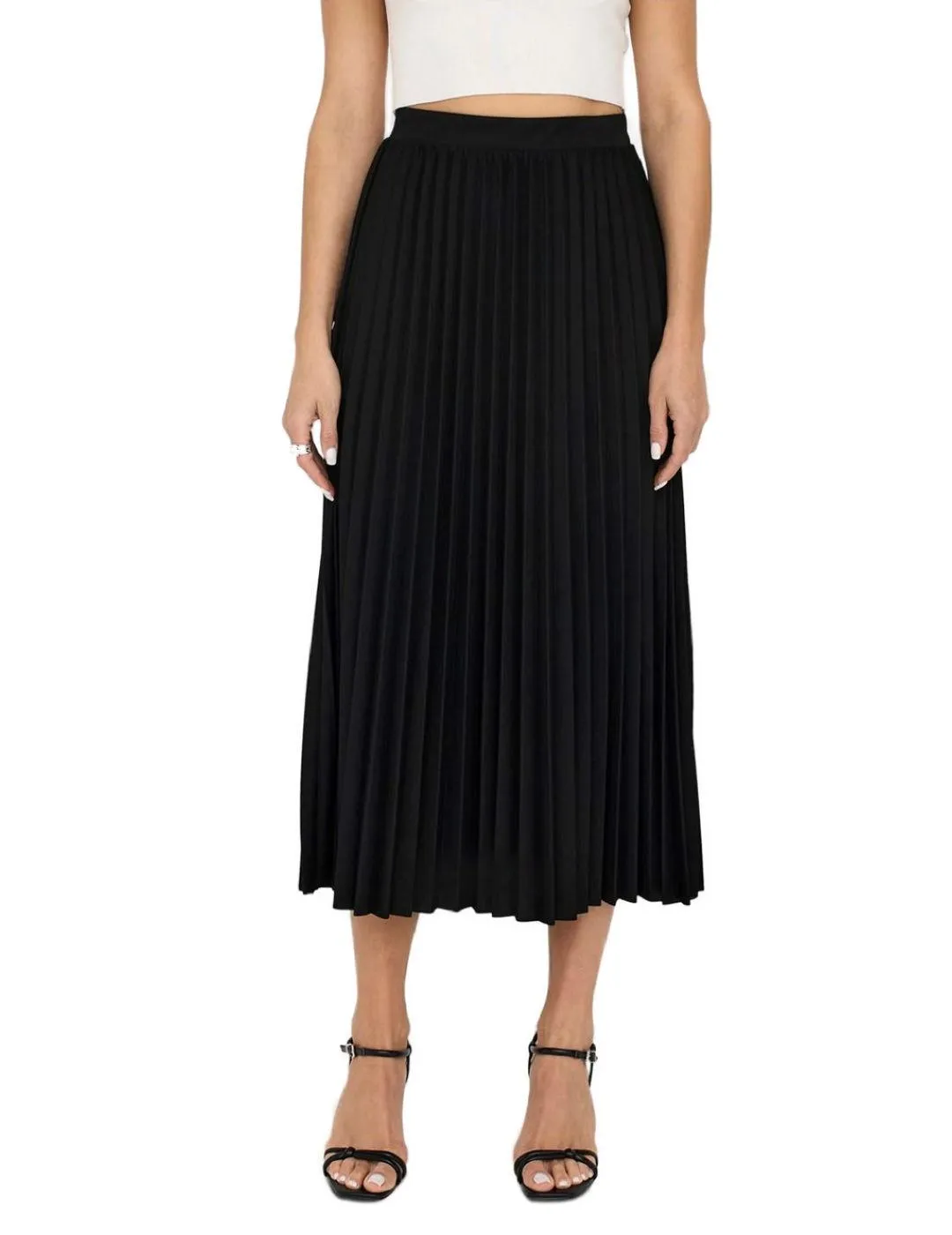 Falda midi Only Newmelisa plisada negra holgada de mujer