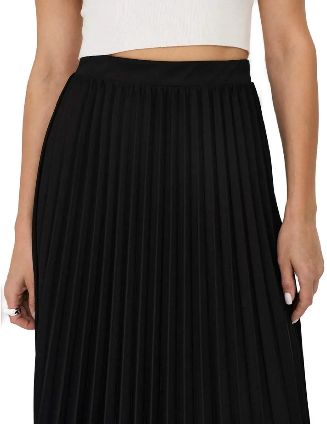 Falda midi Only Newmelisa plisada negra holgada de mujer