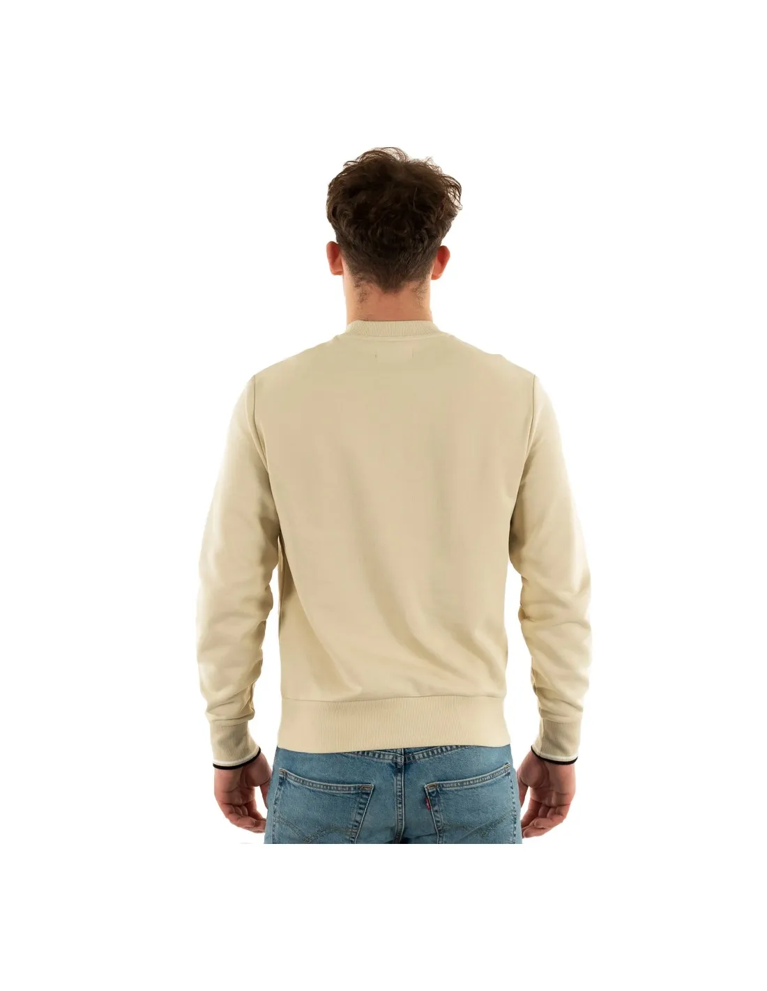 FRED PERRY CREW NECK SWEATSHIRT OATMEAL/BLACK